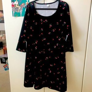 Old Navy Black & Floral Midi Length Dress XXL